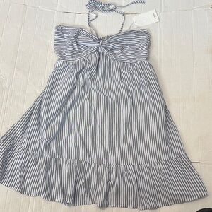 Striped Blue and White Sptapless small dress NWT